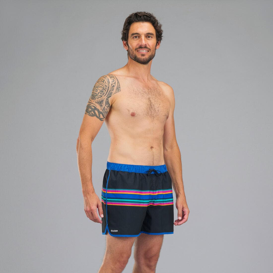 Surf boardshort court 100 SUNSTRIPE GREEN