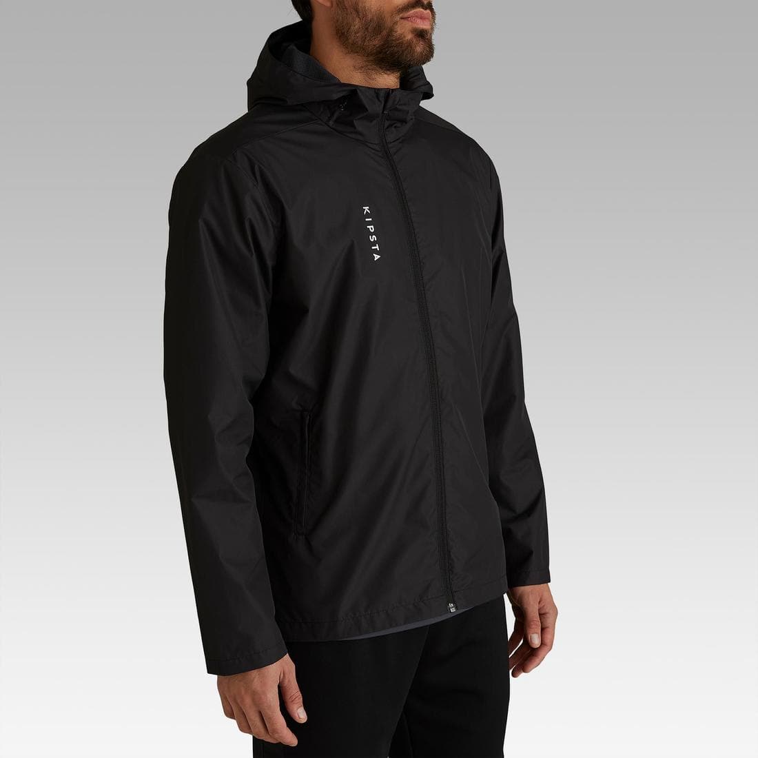 Veste de football imperméable T100 adulte noir