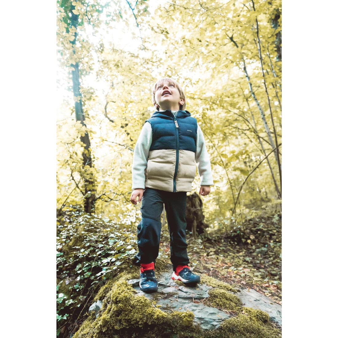 Doudoune sans manches de randonnée beige et bleue - enfant 2-6 ans