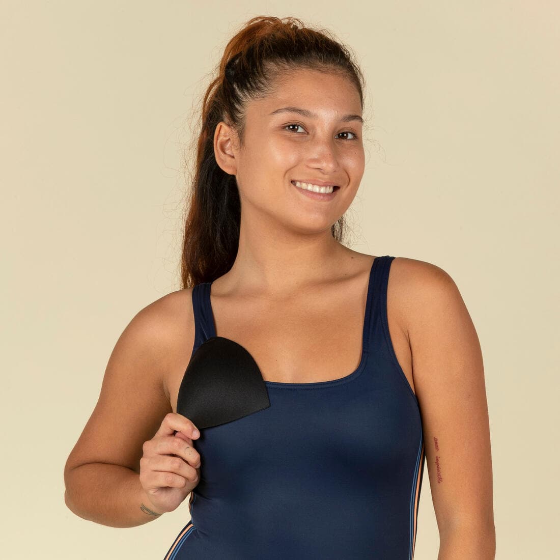 Maillot de Bain de Natation Femme 1 Pièce Jupe Heva Navy Bandes