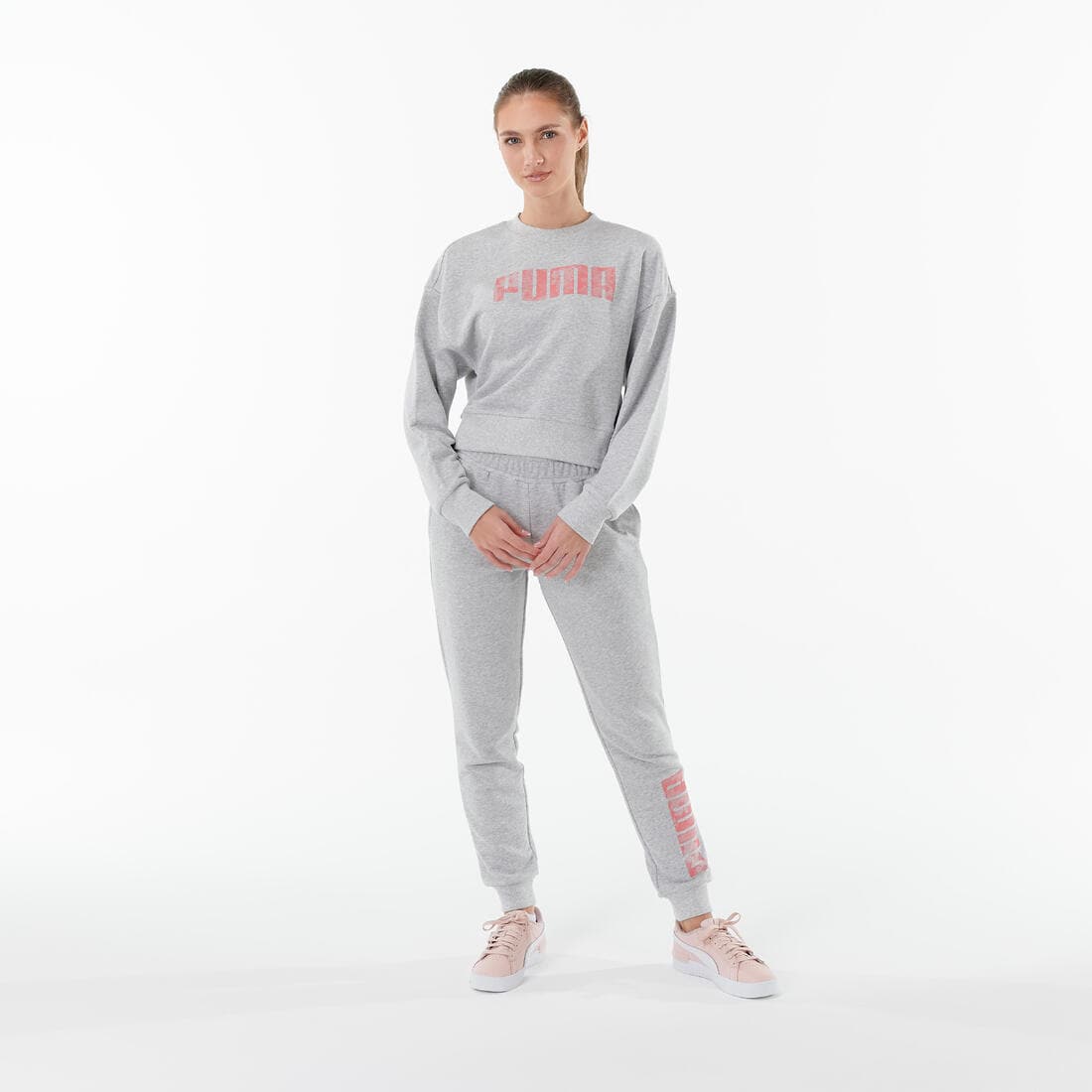 Pantalon PUMA fitness slim coton gris femme