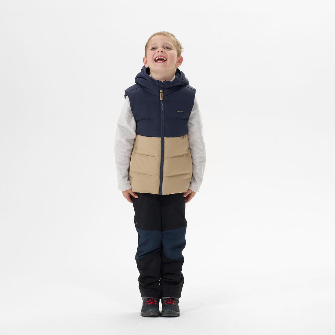 Doudoune sans manches de randonnée beige et bleue - enfant 2-6 ans