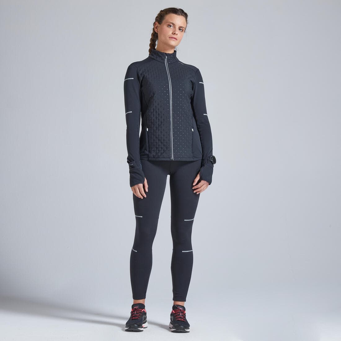 VESTE RUNNING HIVER FEMME CHAUDE KIPRUN WARM NOIR