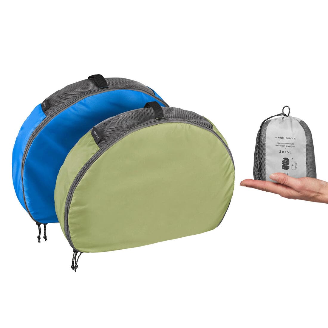 Lot de 2 housses de rangement de trekking - Demi-lune - 2x15L