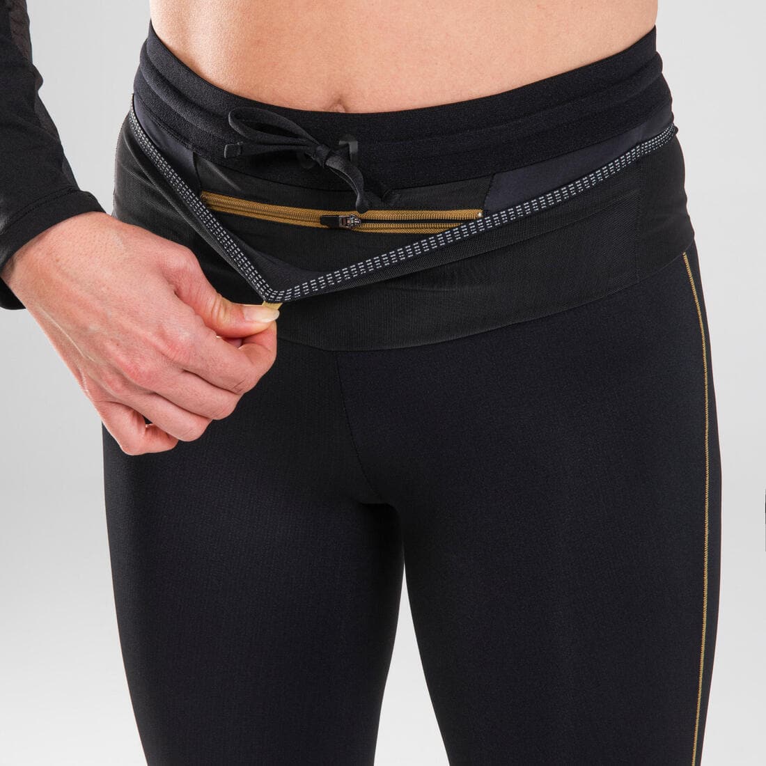 LEGGING DE TRAIL RUNNING 3/4 FEMME EMBOSS NOIR BRONZE