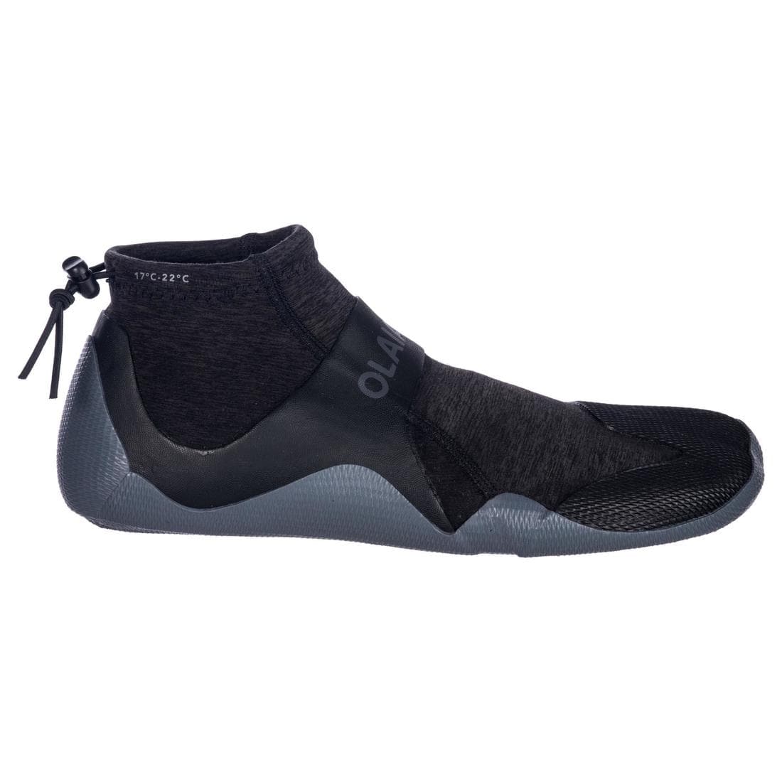 Chaussons bas surf 500 Néoprène 2mm gris noir