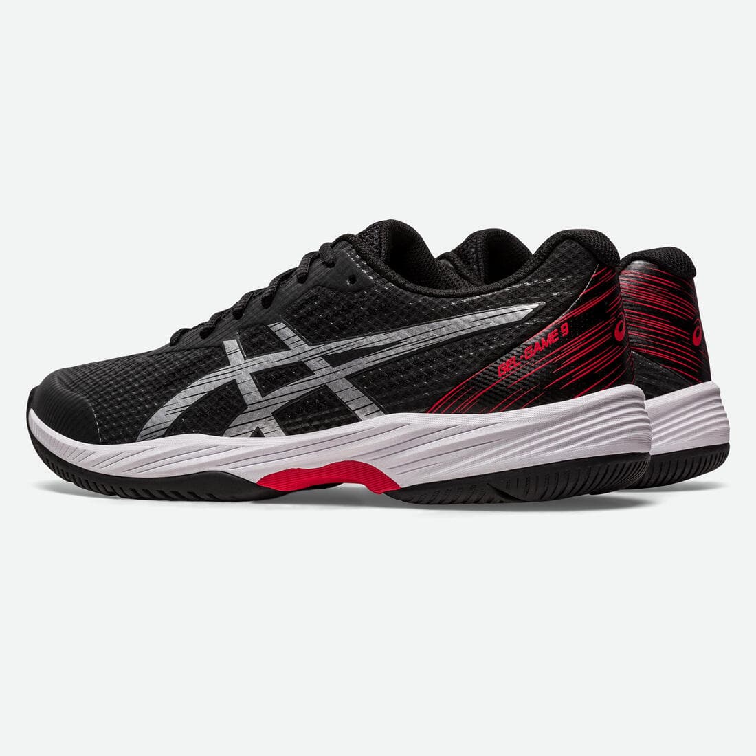 CHAUSSURES DE TENNIS HOMME MULTICOURT - ASICS GEL GAME 9 NOIR BLANC ROUGE