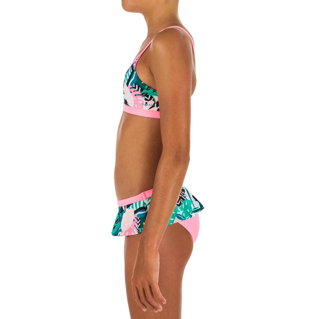 Maillot de natation fille 2 pièces Riana skirt all mask vert