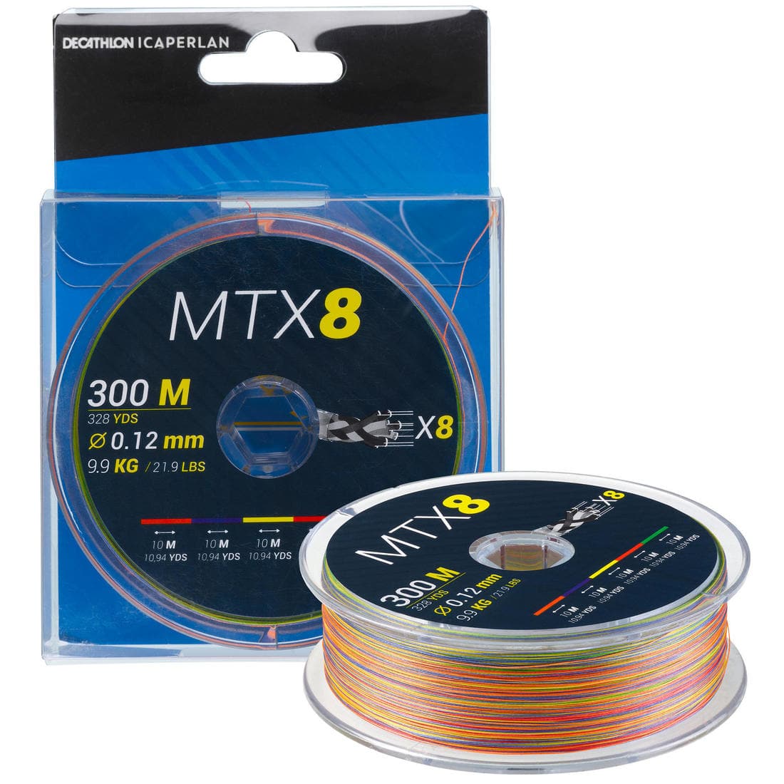 Tresse 8 brins MTX8 MULTICOLORE 300M 20/100 en mer