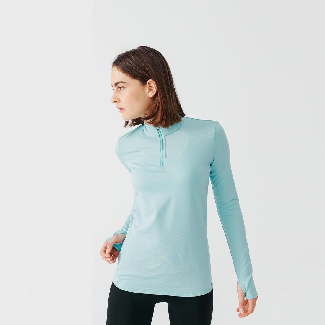 T-shirt manches longues chaud running femme - Zip warm