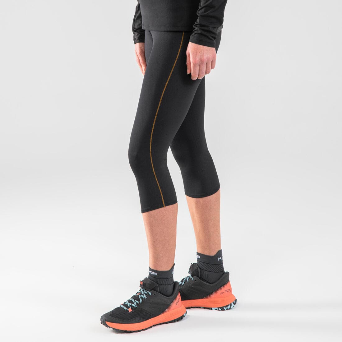 LEGGING DE TRAIL RUNNING 3/4 FEMME EMBOSS NOIR BRONZE