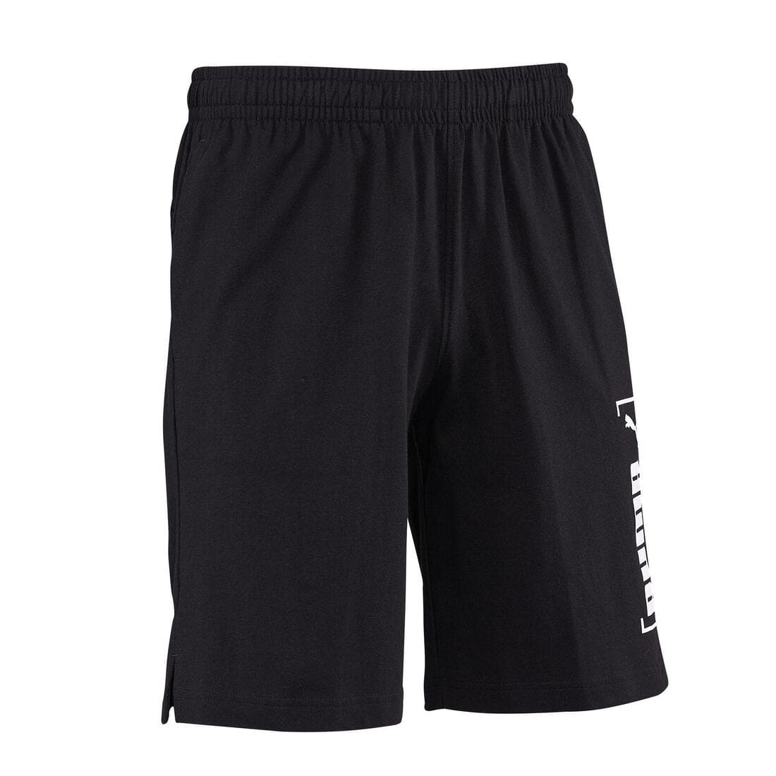 Short Fitness homme coton droit avec poche -  Noir