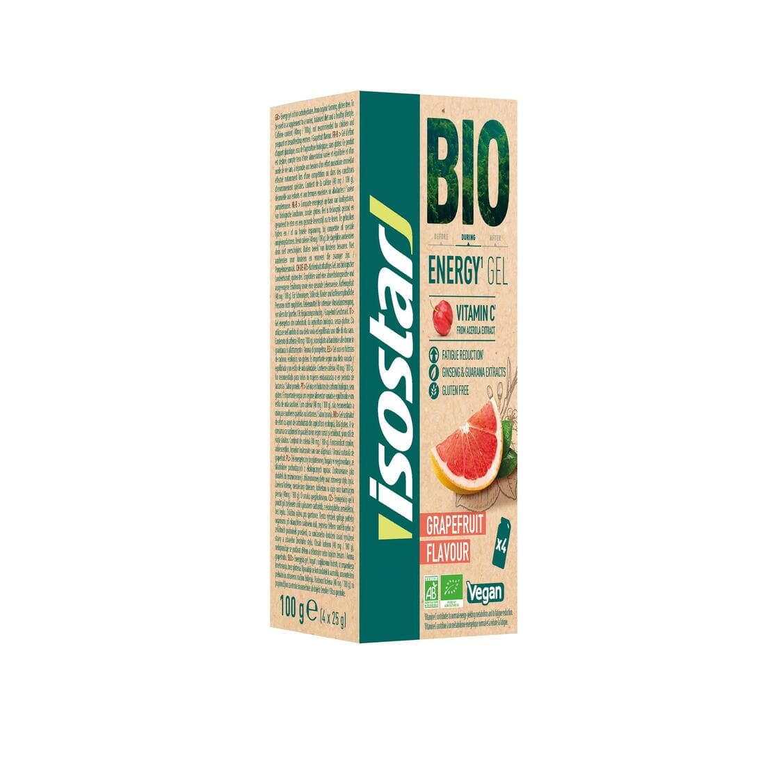 Gel énergétique bio Isostar saveur pamplemousse 4x 25g