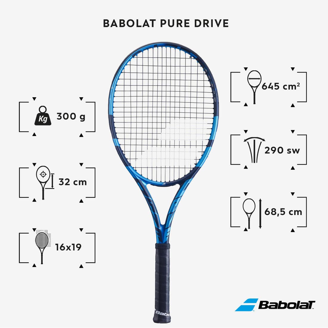 Raquette de tennis adulte - Babolat Pure Drive Bleu 300g