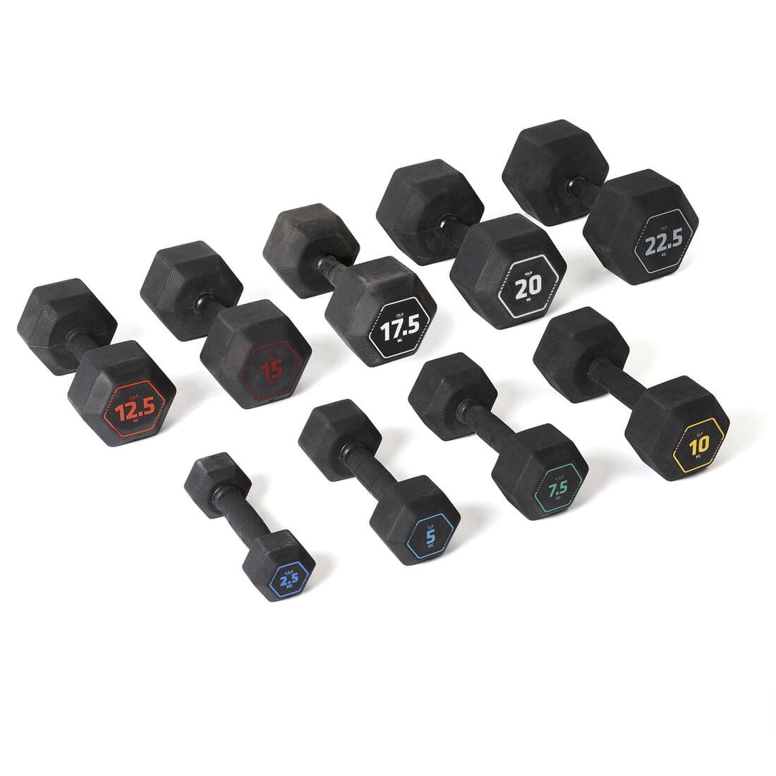 HALTERE HEXAGONAL MUSCULATION CROSSTRAINING HEX DUMBBELL 17,5KG  NOIR