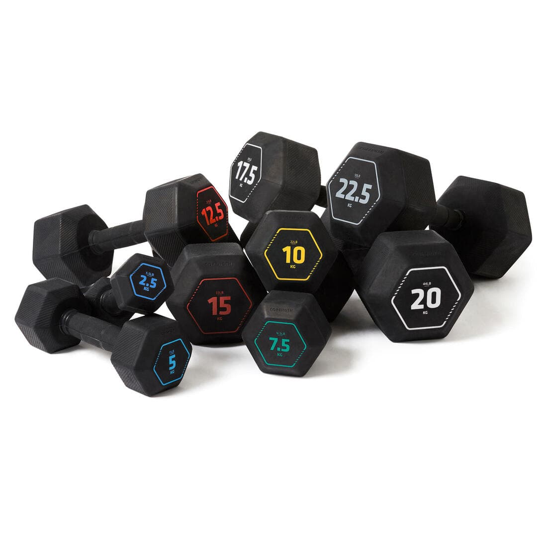 HALTERE HEXAGONAL MUSCULATION CROSSTRAINING HEX DUMBBELL 17,5KG  NOIR