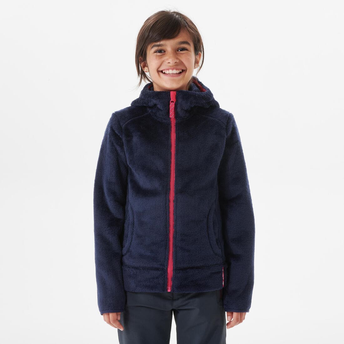 Veste polaire chaude de randonnée - MH500 bleue marine - enfant 7-15 ans