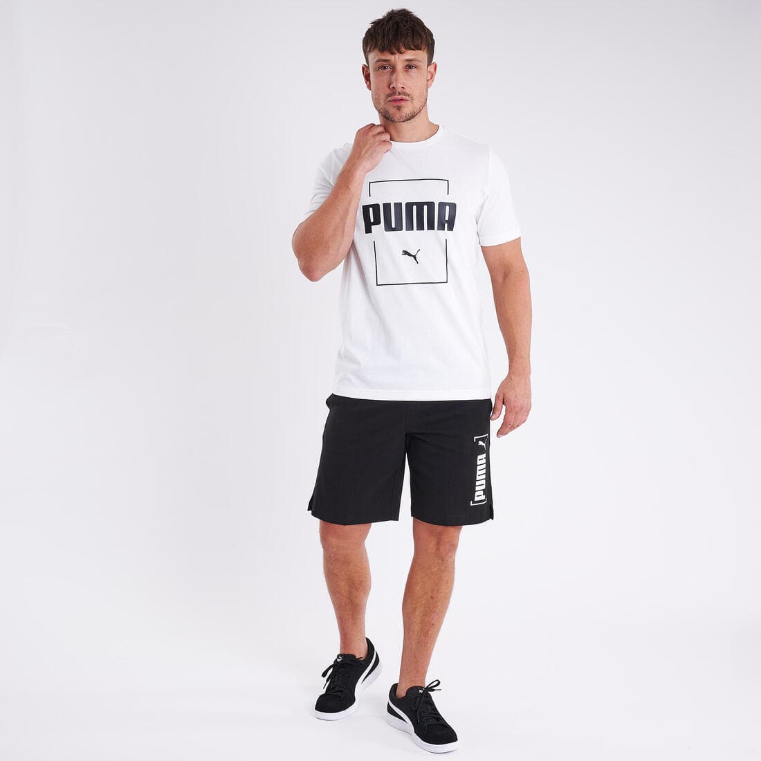 T-shirt fitness manches courtes droit col rond coton homme - Active blanc