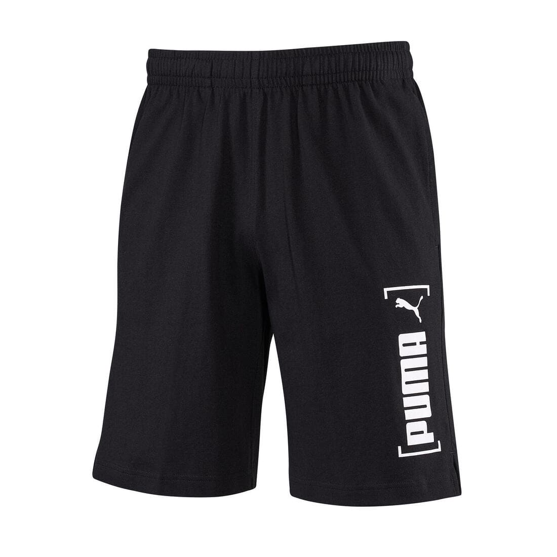 Short Fitness homme coton droit avec poche -  Noir