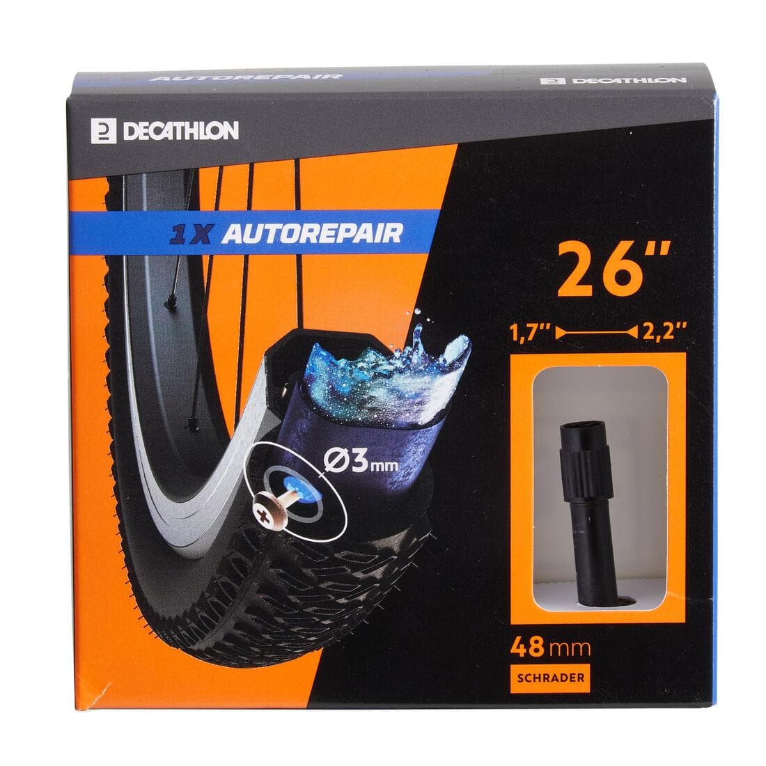 CHAMBRE A AIR 26x1,7/2,2 SCHRADER AUTO REPARANTE