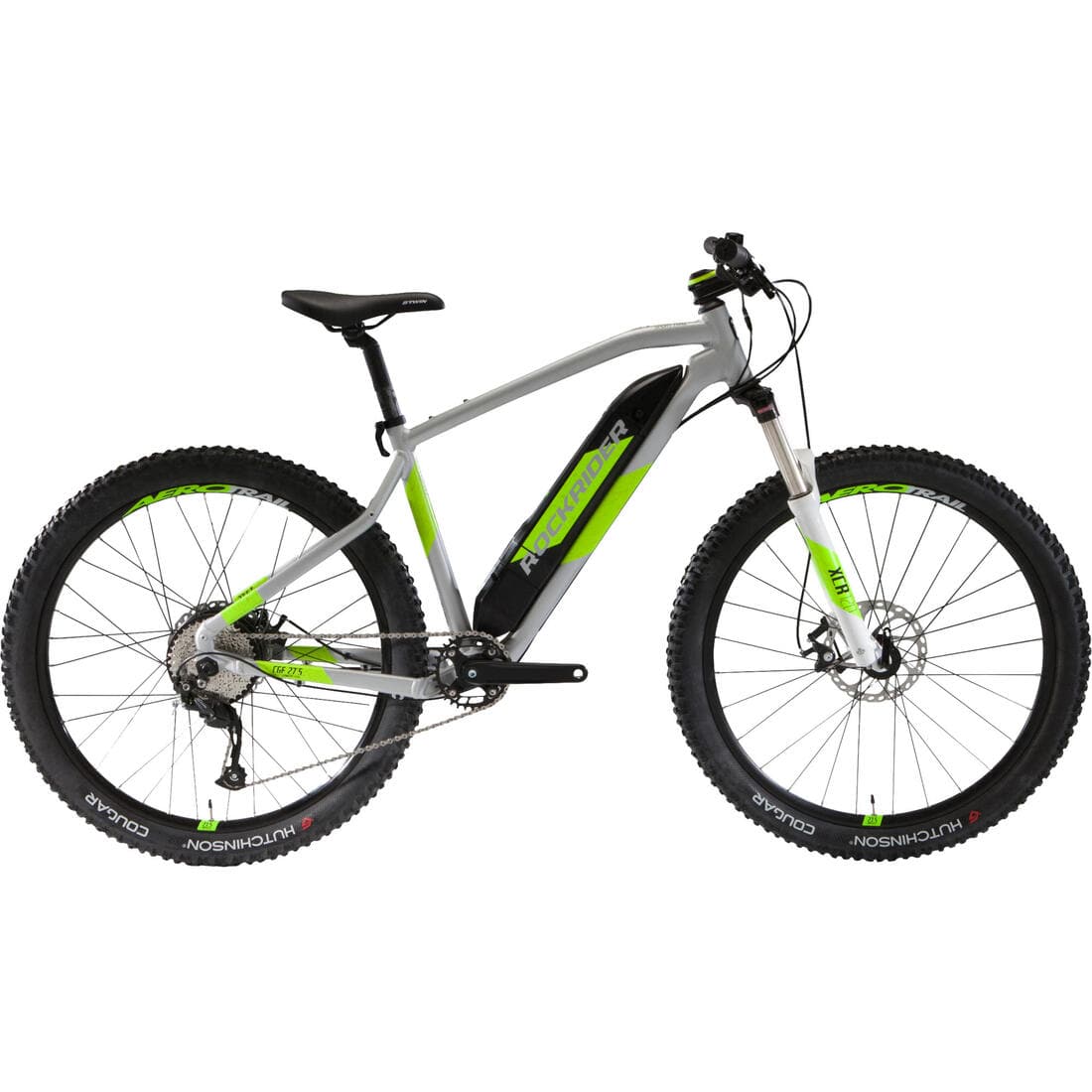 Vélo VTT électrique semi-rigide 27'5", e-ST 520 Gris/Jaune acide