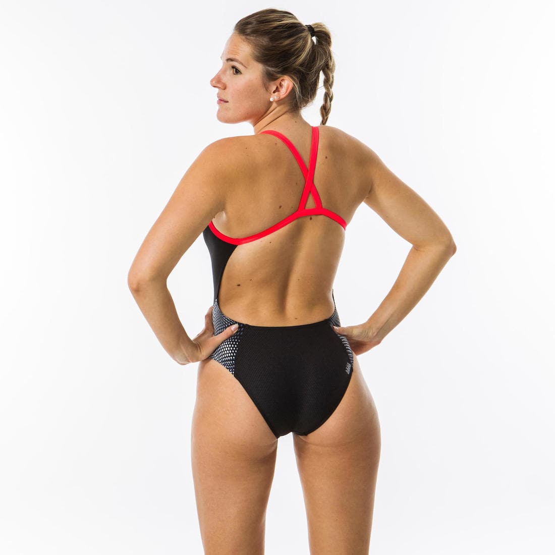 Maillot de bain de natation femme une pièce Kal rouge et noir