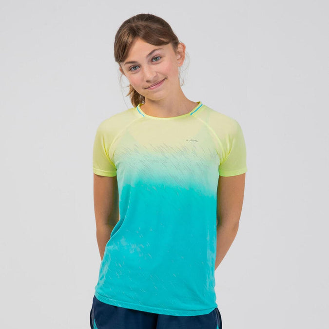 





Tee-shirt manches courtes fille running et athlétisme KIPRUN care turquoise, photo 1 of 10