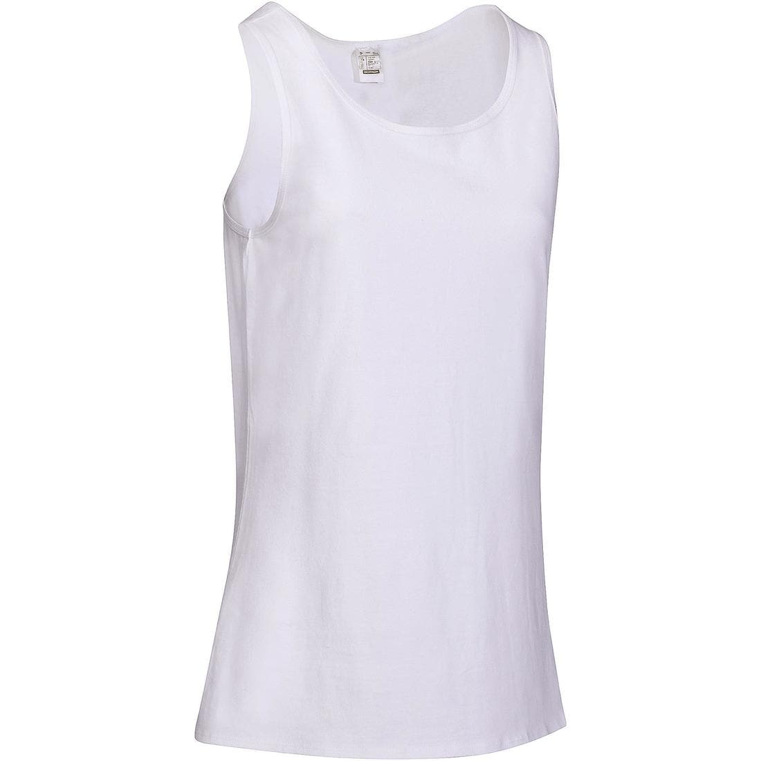 Débardeur Fitness femme col rond droit coton - 100 blanc glacier