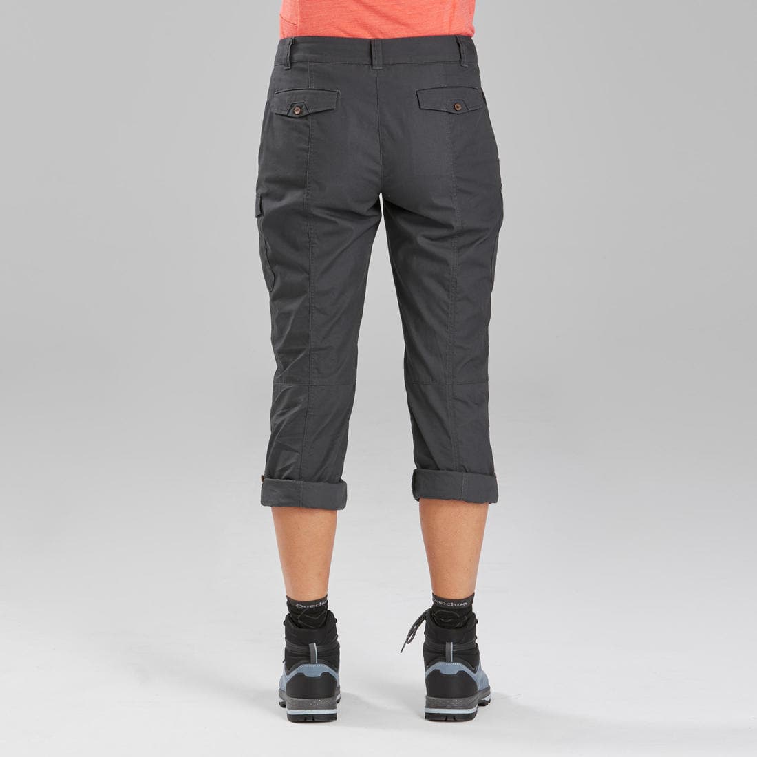 Pantalon de trek voyage - TRAVEL 100 gris femme