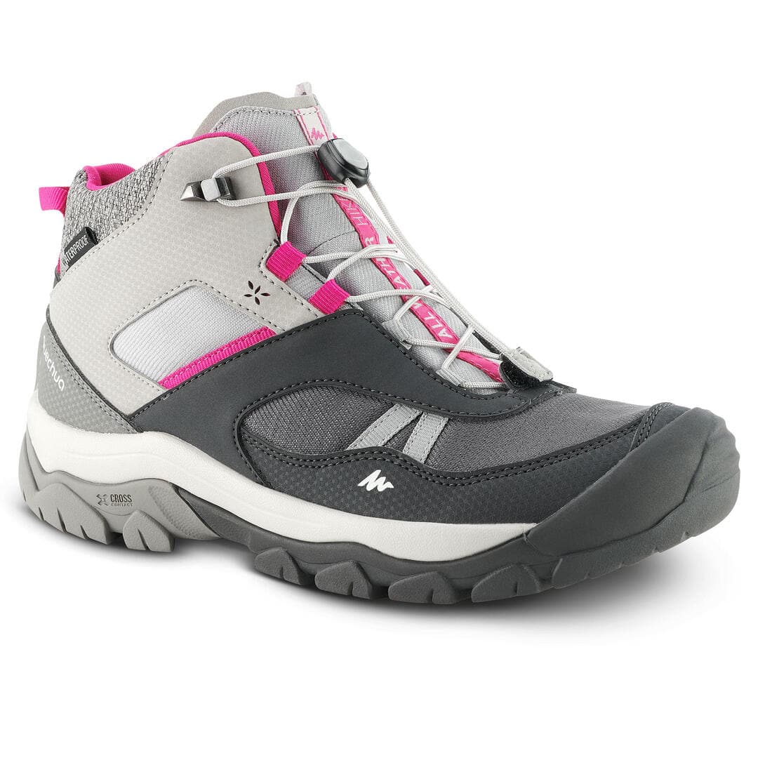 Chaussures  imperméables de randonnée enfant lacet crossrock mid grises 35-38