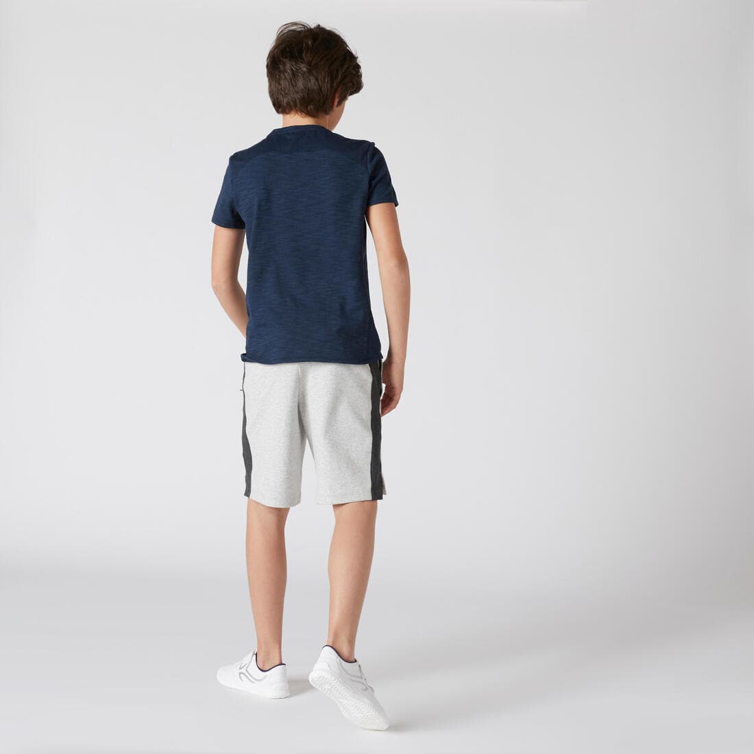 Short enfant coton - 500 gris chiné foncé