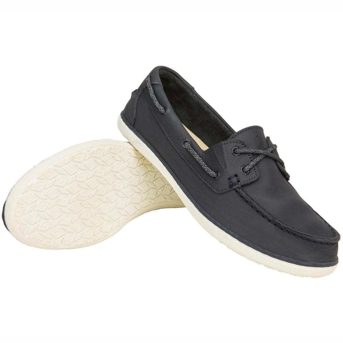 Chaussures bateau en cuir SAILING 500 femme Navy