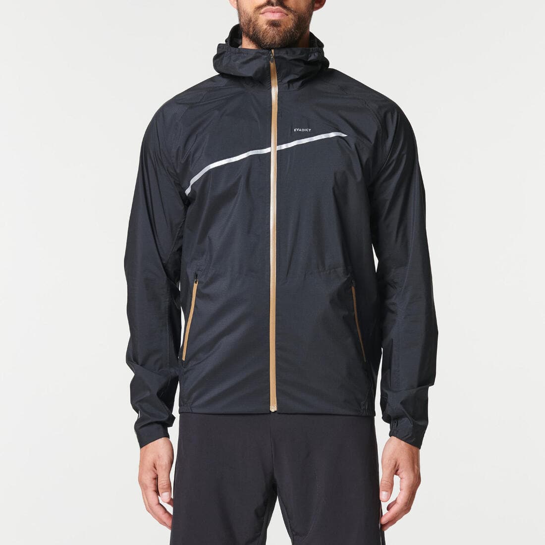 Veste imperméable de running & trail running Homme - KIPRUN Run 500 Rain Noire