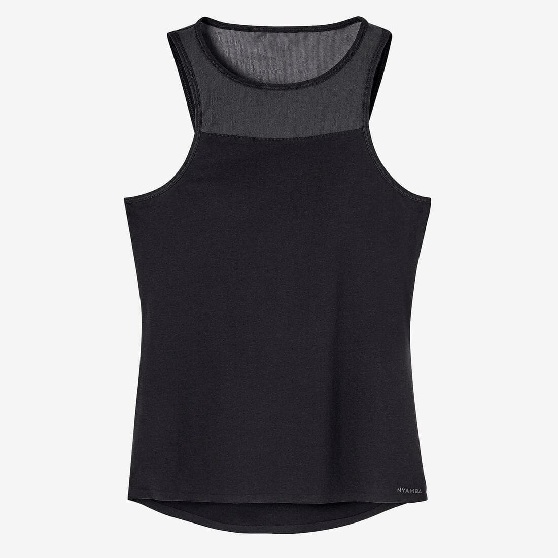 Débardeur Fitness femme col rond slim coton - 900 noir avec brassière intégrée