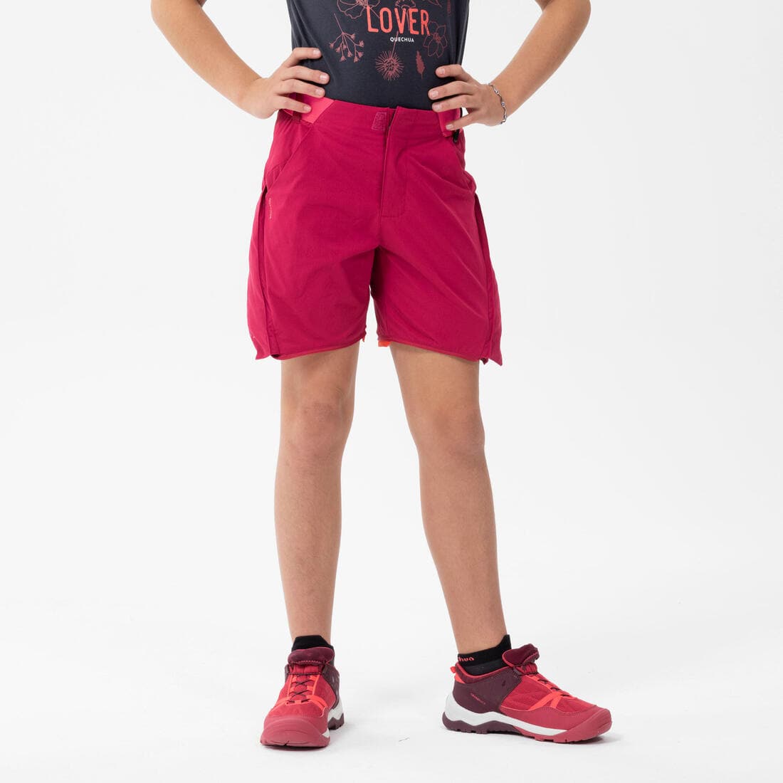 Pantalon de randonnée modulable enfant MH500 framboise 7-15 ans