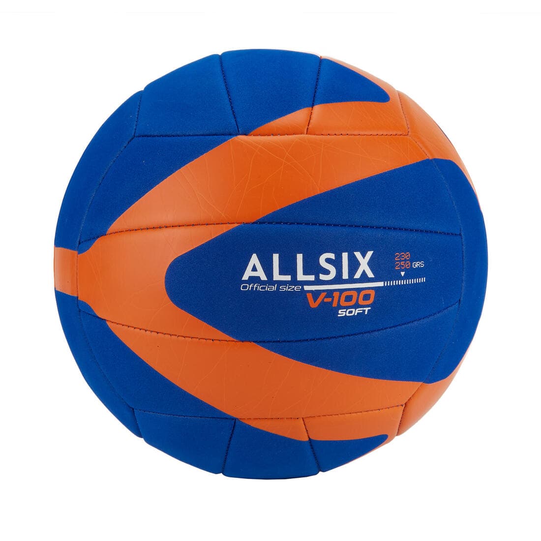 Ballon de Volleyball V100 Soft 230 - 250 g pour les 10 à 14 Ans - Bleu/Orange