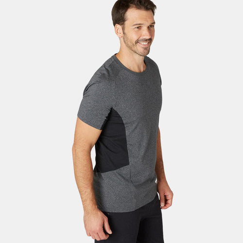 





T-shirt fitness manches courtes slim coton col rond homme gris foncé