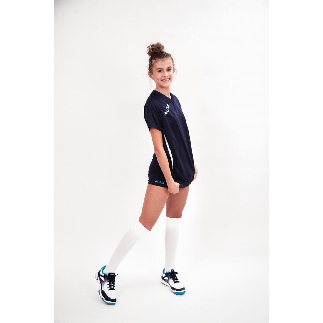 MAILLOT DE VOLLEY-BALL V100 FEMME BLEU MARINE