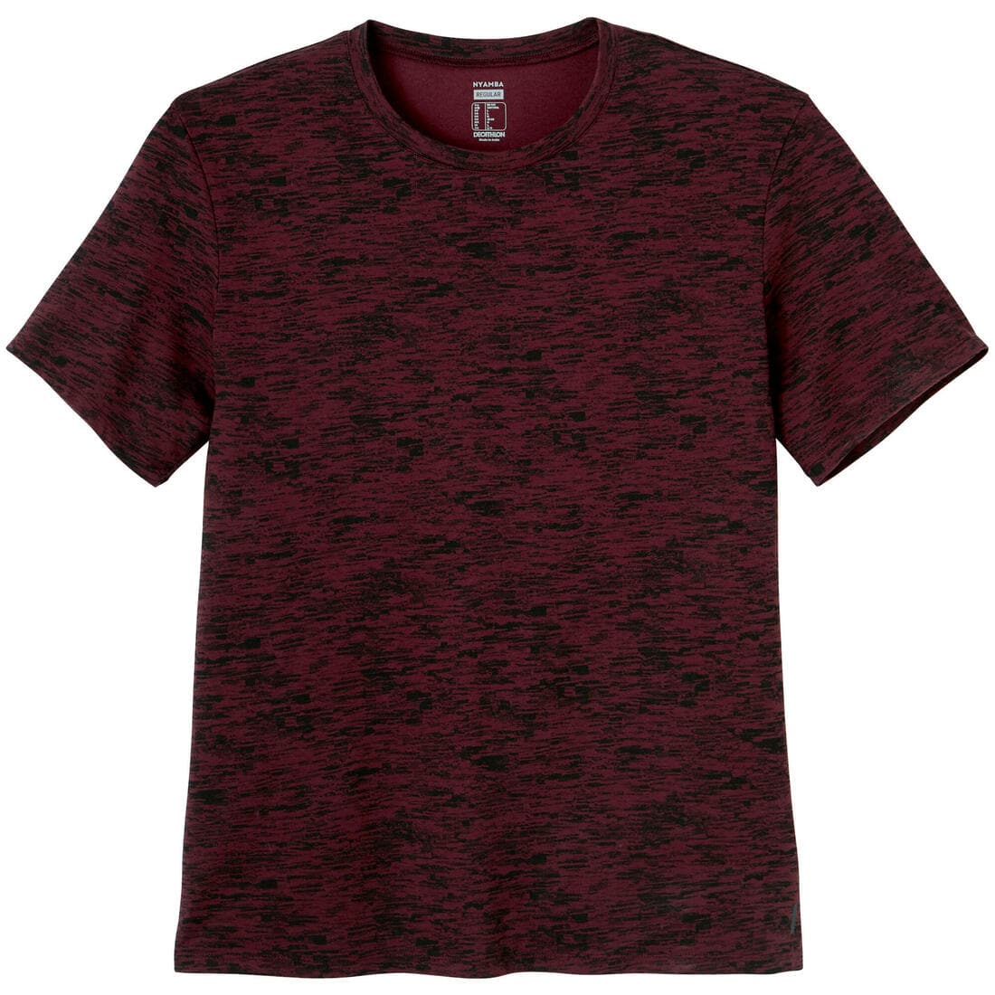 T-shirt fitness manches courtes coton extensible col rond homme rouge grenat