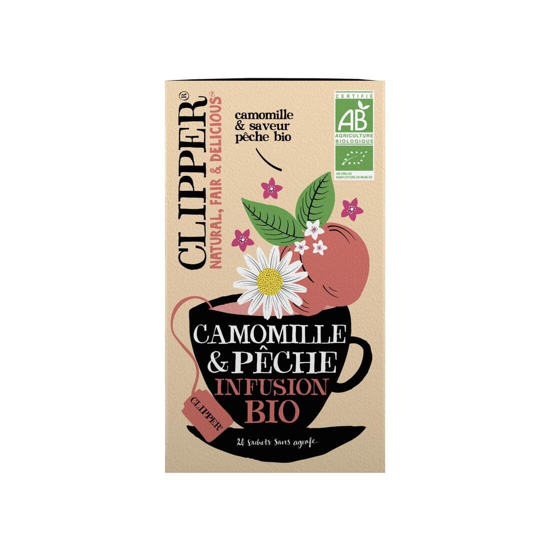 Clipper Infusion Camomille Pêche Bio - 20 sachets