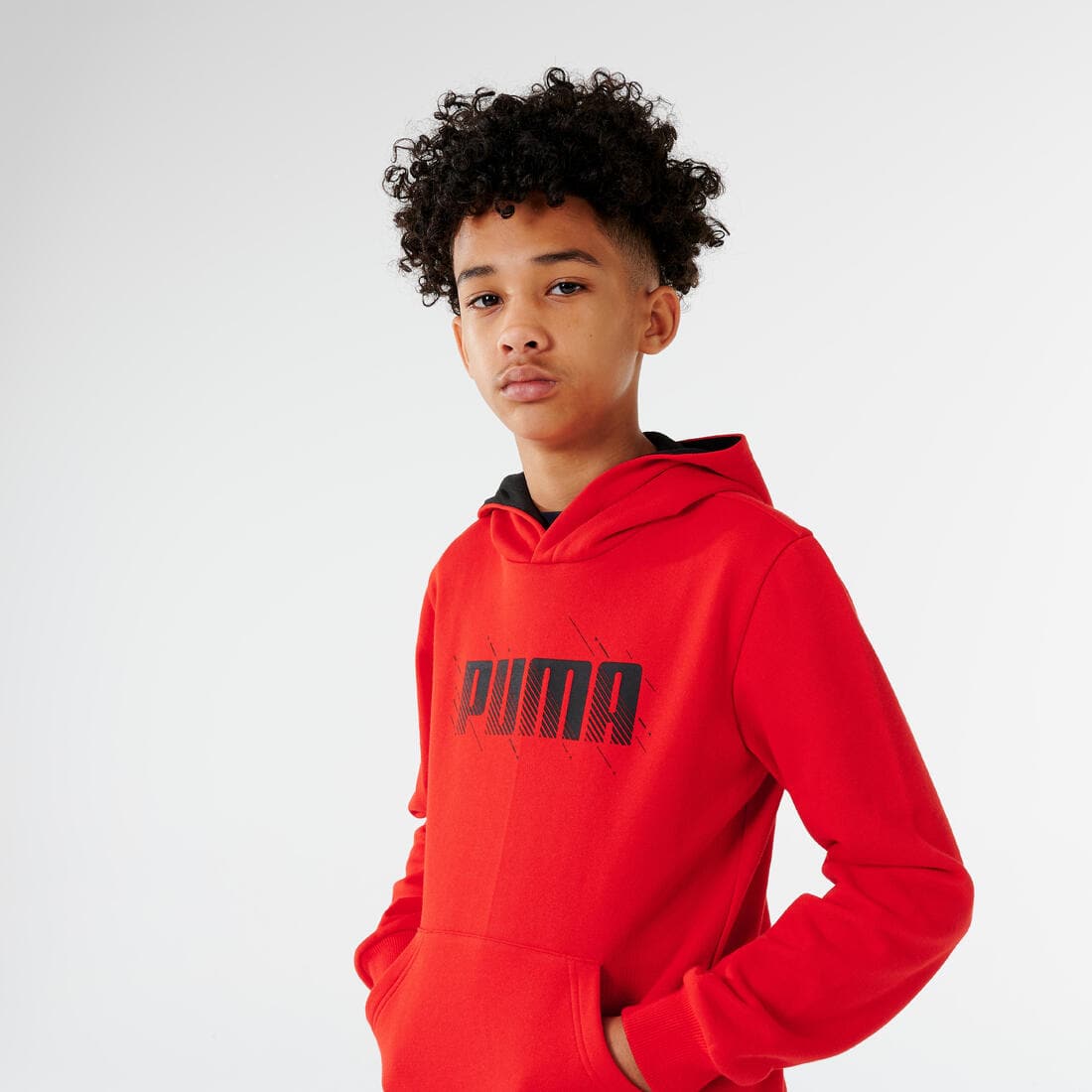 SWEAT À CAPUCHE ENFANT - ROUGE AVEC IMPRIMÉ PUMA