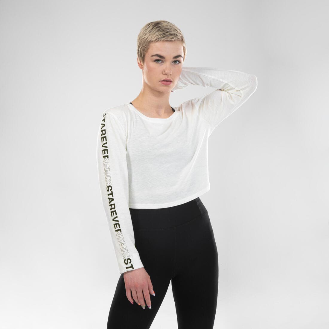 T-shirt danse urbaines manches longues blanc femme