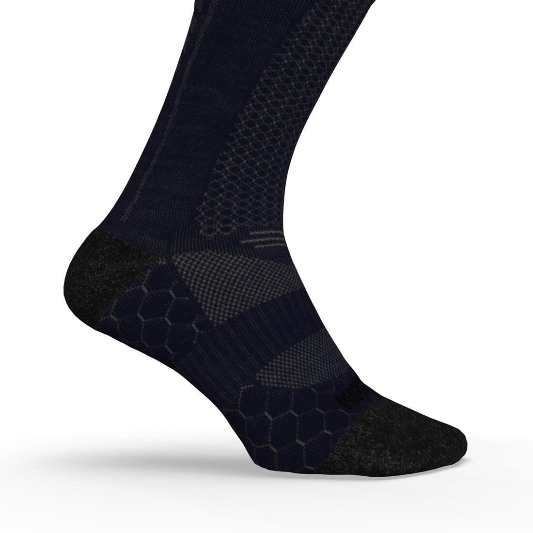 Chaussettes de running run900 mi-mollet laine merinos marine