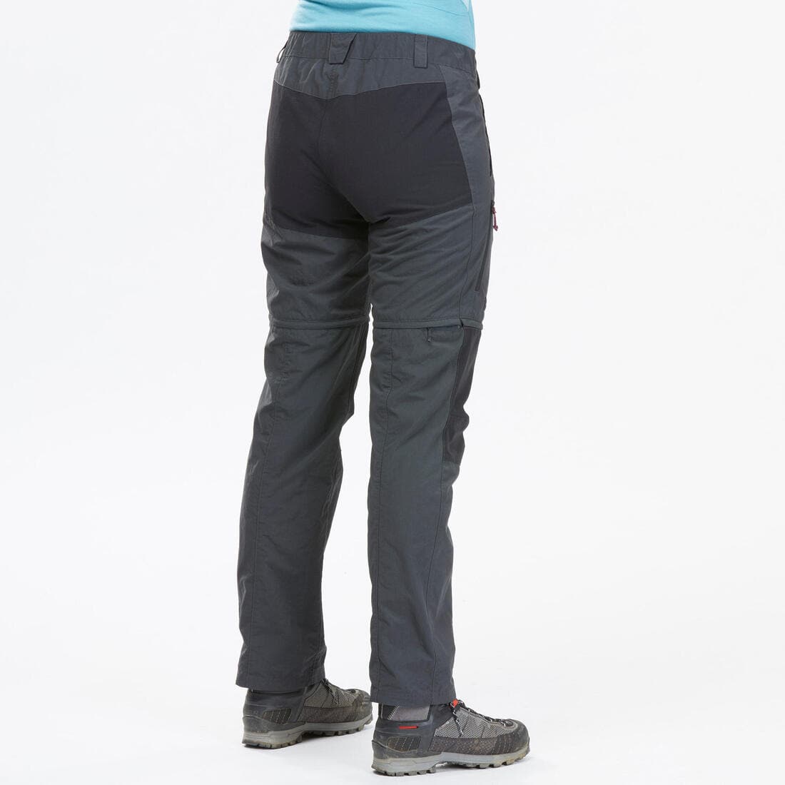 Pantalon modulable 2 en 1 de trek montagne - MT100 Gris femme