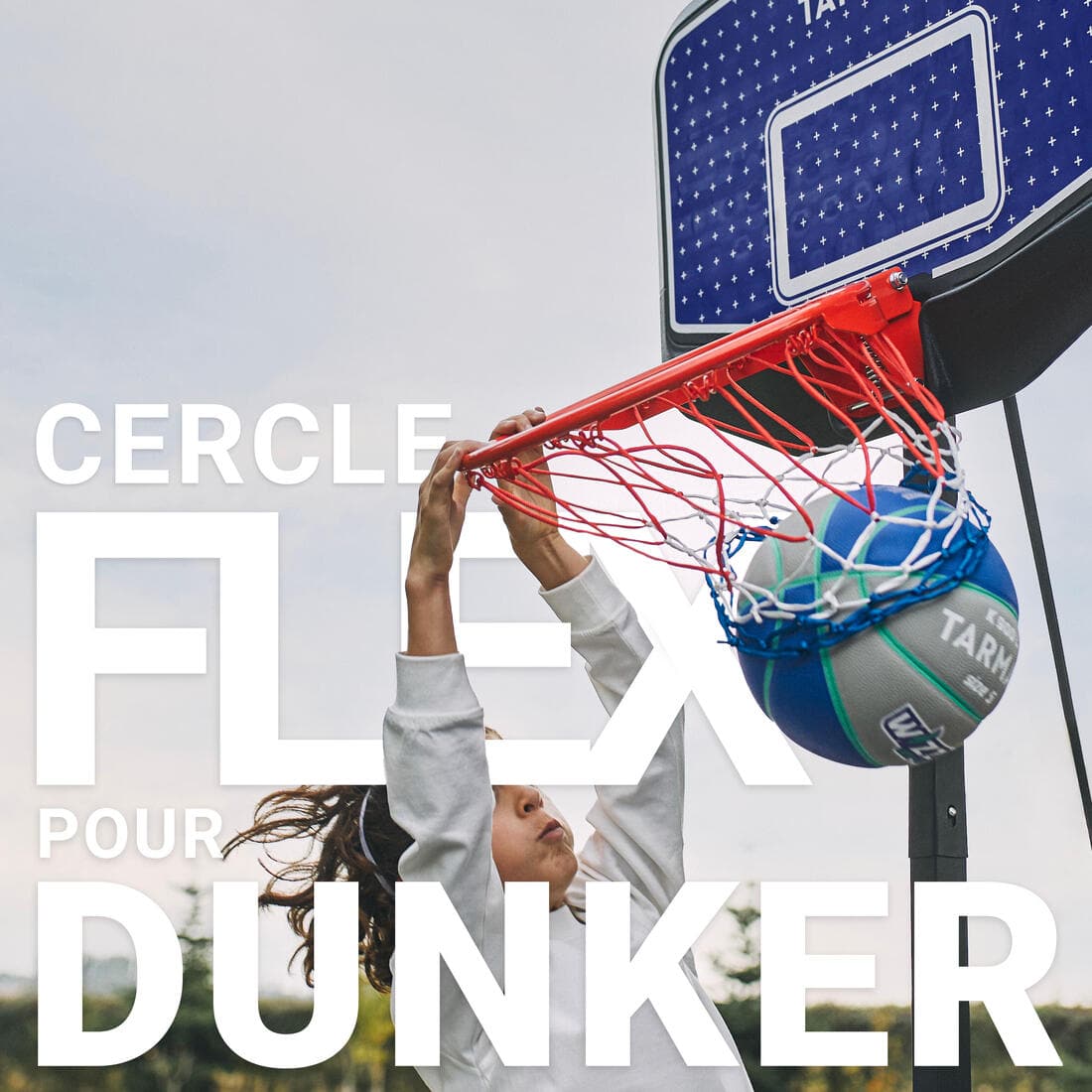 Panier de basket Enfant Dunk sur pied réglable 1,60m à 2,20m - K900 Bleu Noir