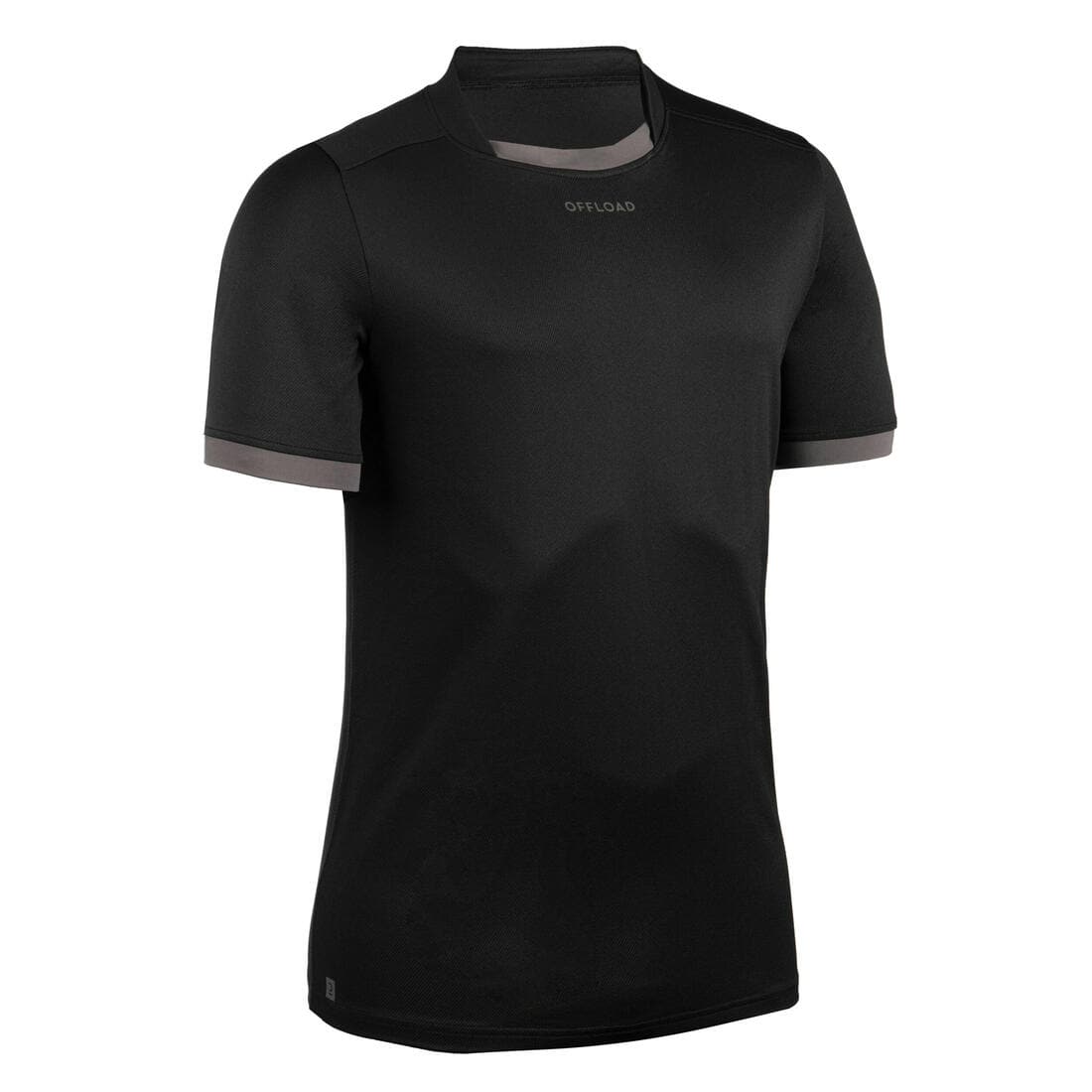 Maillot manches courtes de rugby Homme - R100 noir gris