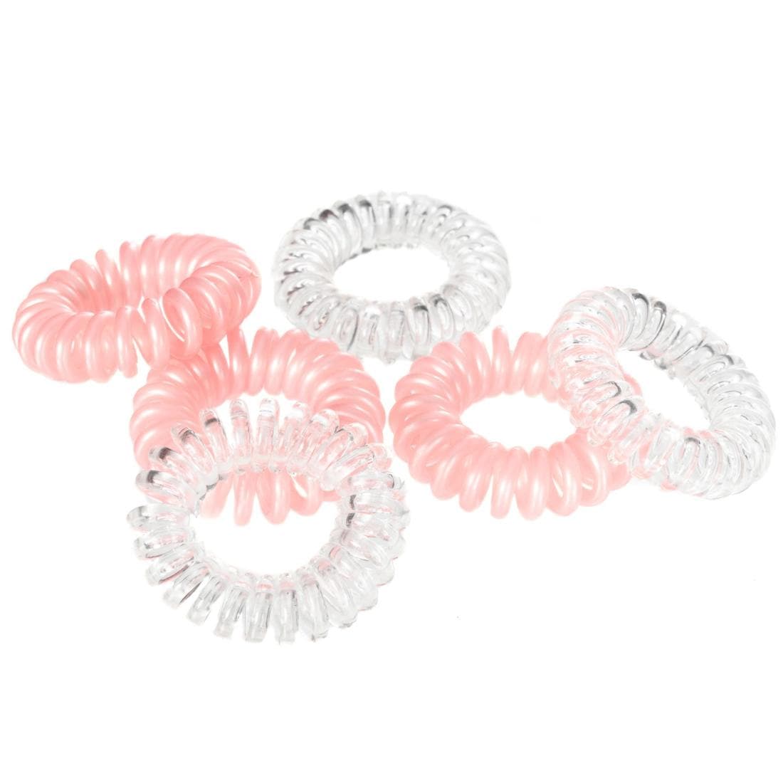 Élastiques cheveux fitness rose et transparent x6