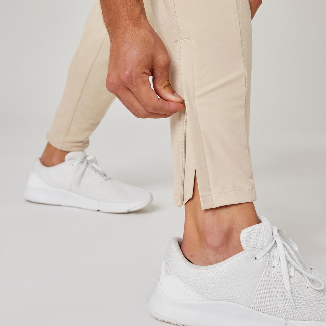 PANTALON JOGGING SLIM BANDES CÔTES BEIGE