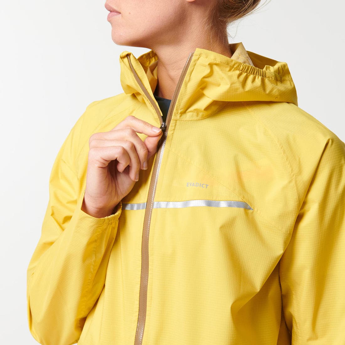 Veste imperméable de running & trail running Femme - KIPRUN Run 500 Rain Jaune