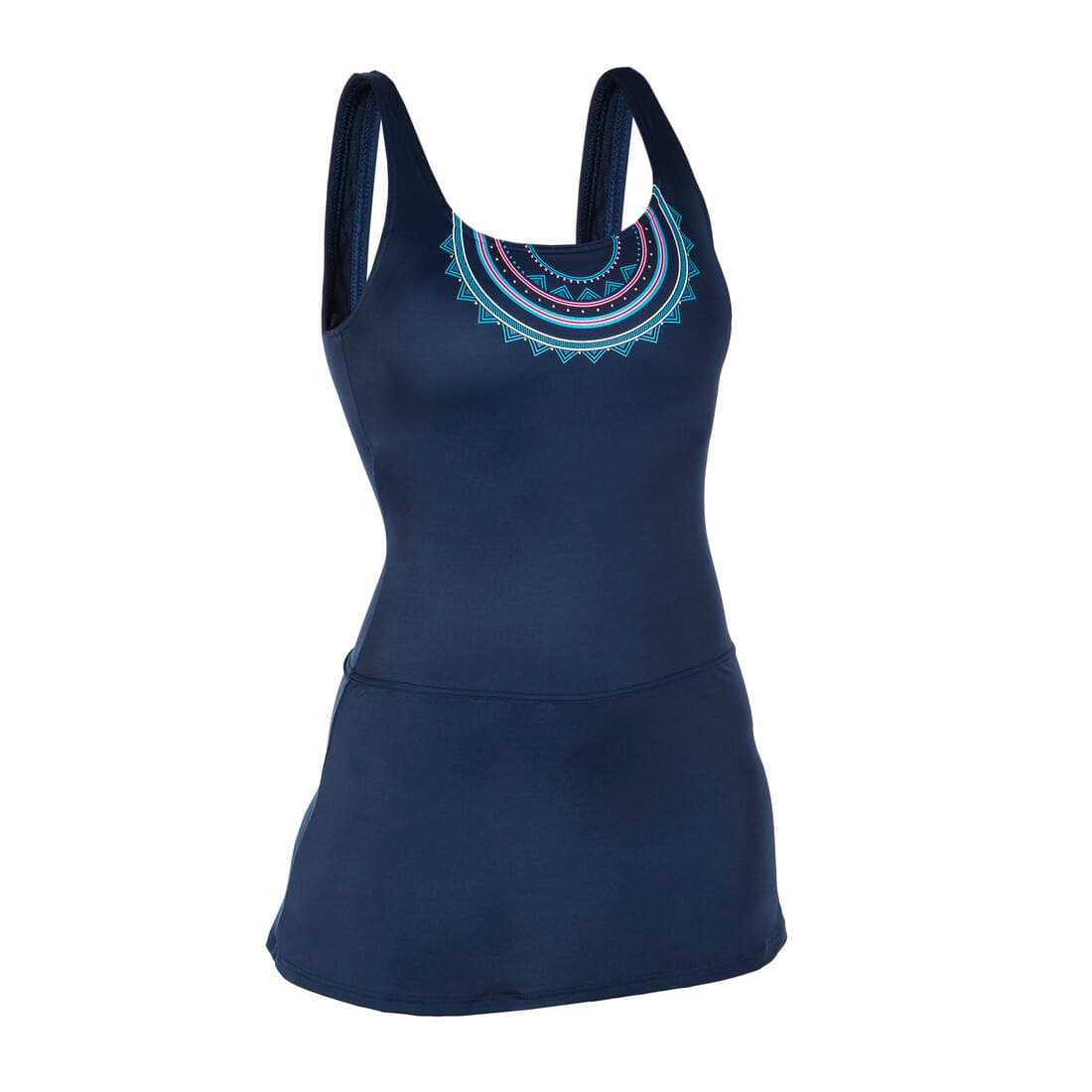 Maillot de Bain de Natation Femme 1 Pièce Jupe Heva Navy Bandes